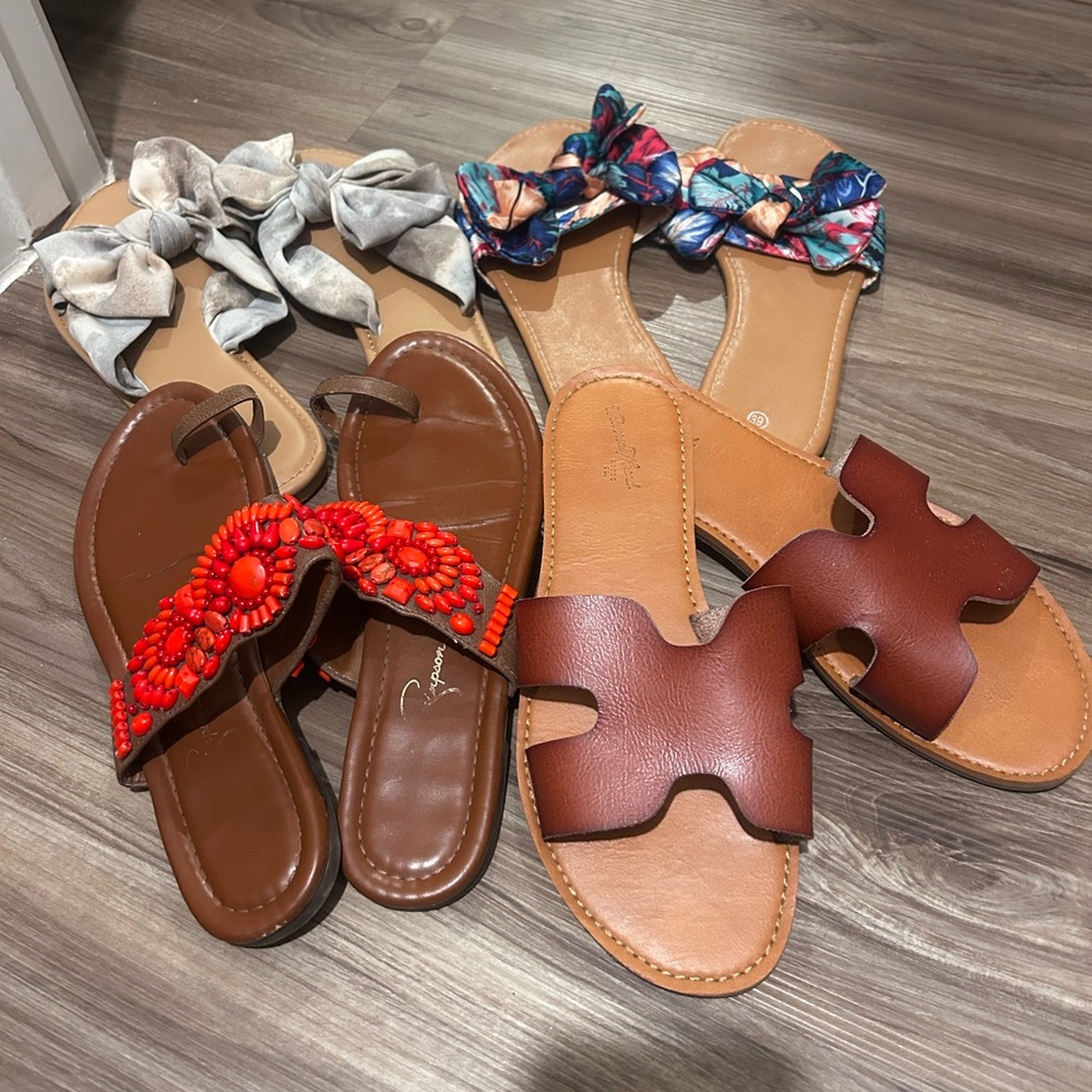 Sam Edelman Brown Sandals with Red Beads